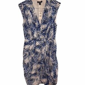 NWT Express Women's Sleeveless Dress Sintched Fit Blue, Black & White Size Small